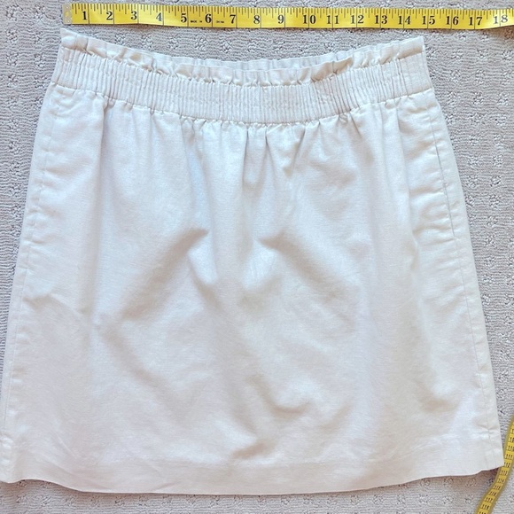 J.Crew Linen/ Cotton Blend City Skirt Sz 12. Ivory Pockets Pull-On Elastic Waist - Picture 7 of 11